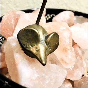 Vintage Brass Mouse Ring / Receipt Holder Mid Century Modern Retro Anthropologie